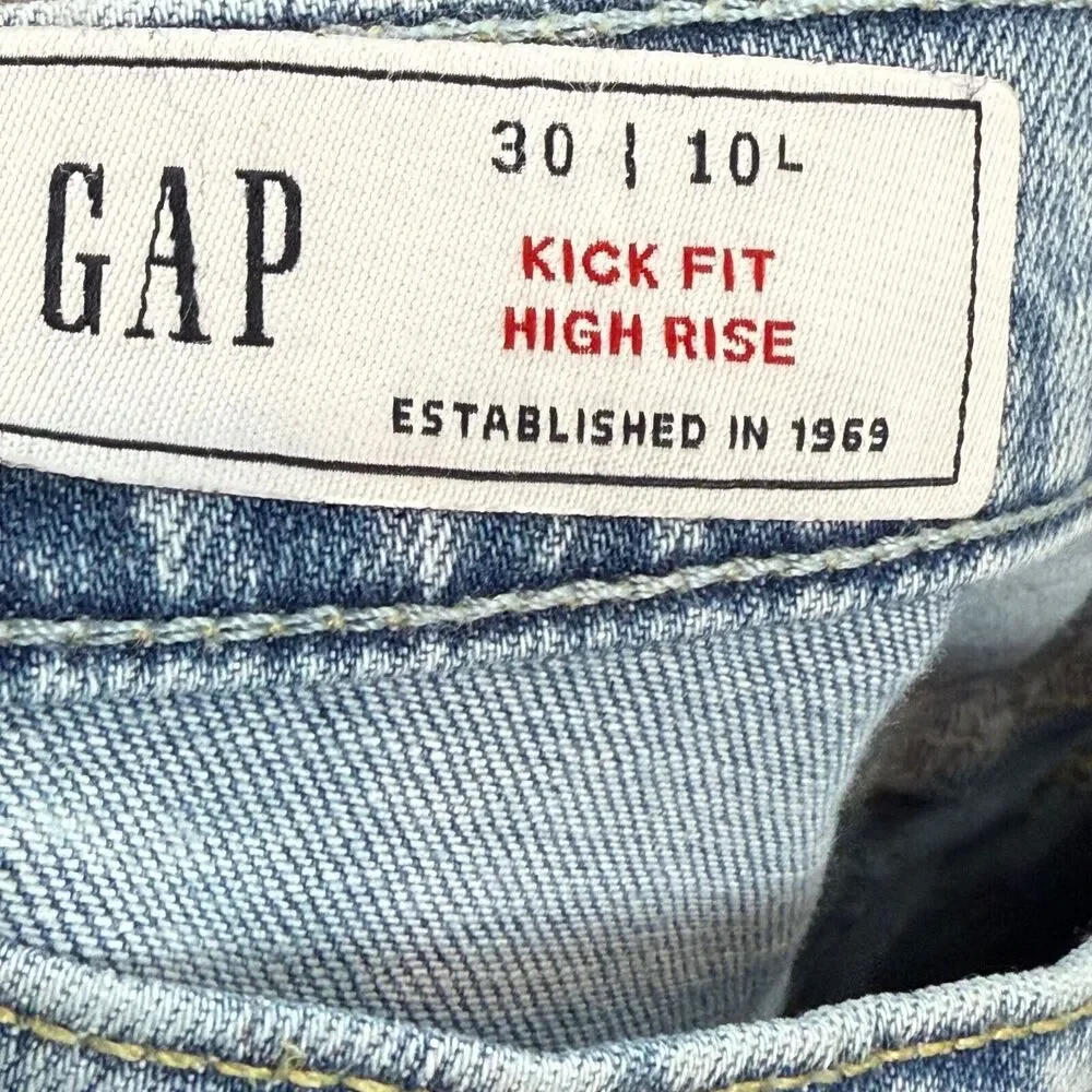 Gap Jeans Women 30 10 Long Blue Denim Light Wash Kick Fit High-Rise Straight NWT